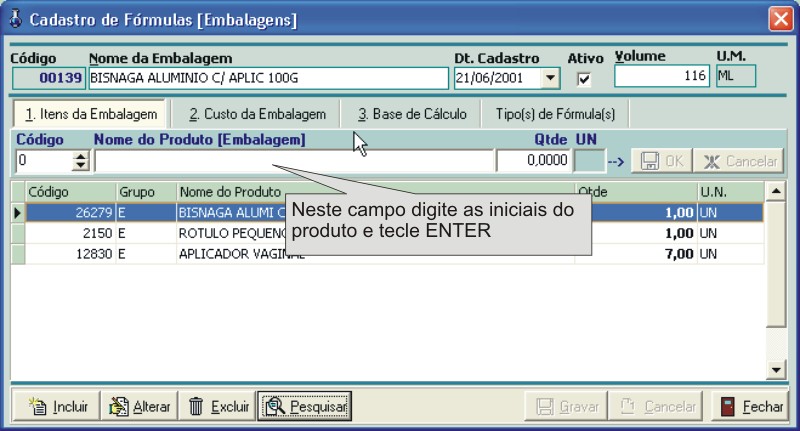 CadFormulaEmbalagem
